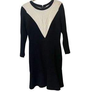 Sandro Black & White Quilted Peplum Dress